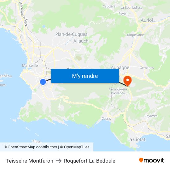 Teisseire Montfuron to Roquefort-La-Bédoule map