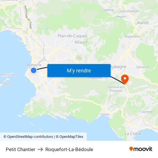 Petit Chantier to Roquefort-La-Bédoule map