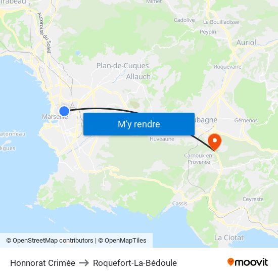 Honnorat Crimée to Roquefort-La-Bédoule map