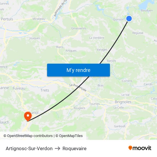 Artignosc-Sur-Verdon to Roquevaire map