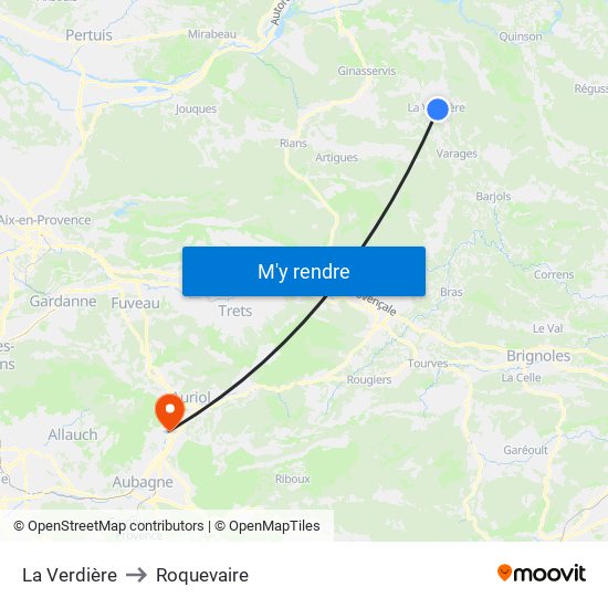 La Verdière to Roquevaire map
