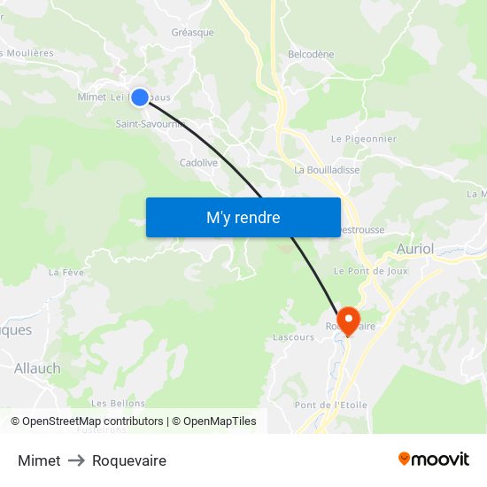 Mimet to Roquevaire map