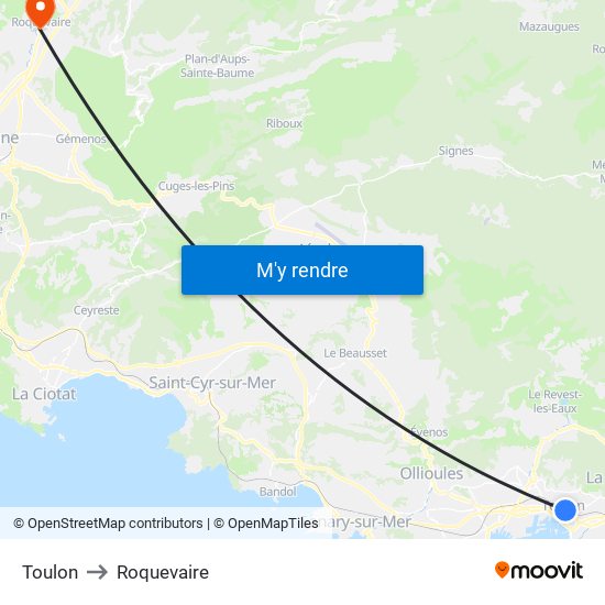 Toulon to Roquevaire map