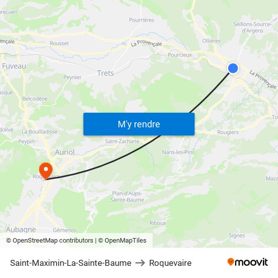 Saint-Maximin-La-Sainte-Baume to Roquevaire map