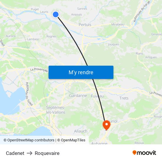 Cadenet to Roquevaire map