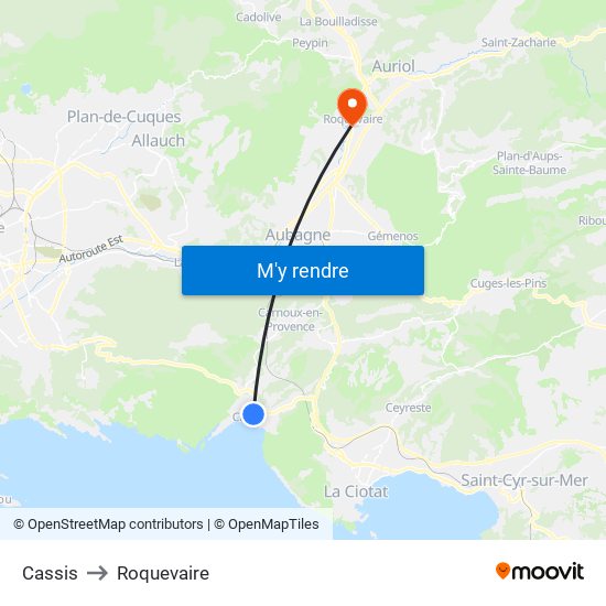 Cassis to Roquevaire map