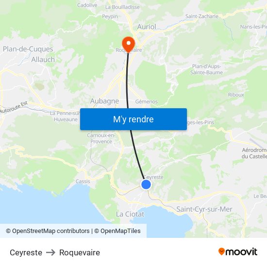 Ceyreste to Roquevaire map