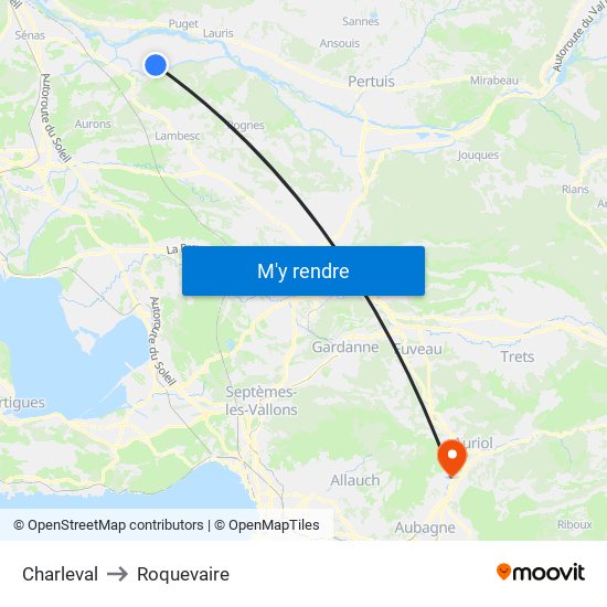 Charleval to Roquevaire map