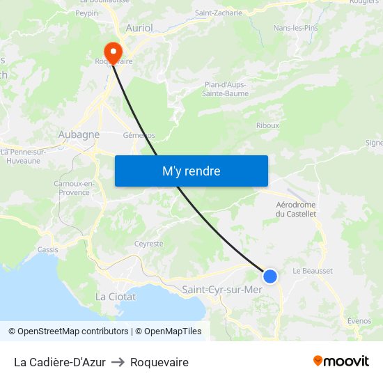 La Cadière-D'Azur to Roquevaire map