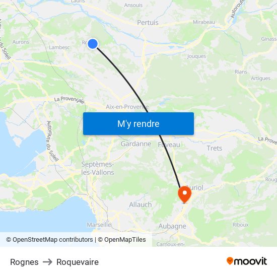 Rognes to Roquevaire map