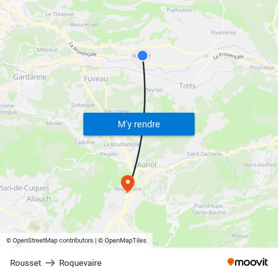Rousset to Roquevaire map