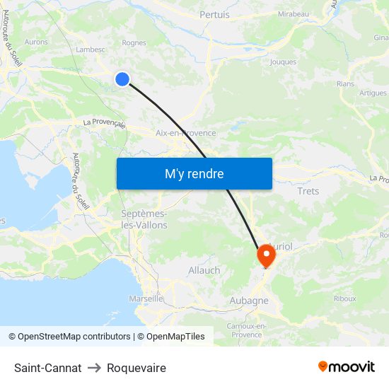 Saint-Cannat to Roquevaire map