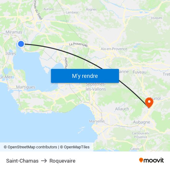 Saint-Chamas to Roquevaire map
