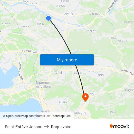 Saint-Estève-Janson to Roquevaire map