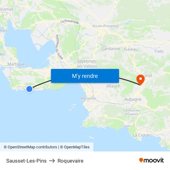 Sausset-Les-Pins to Roquevaire map