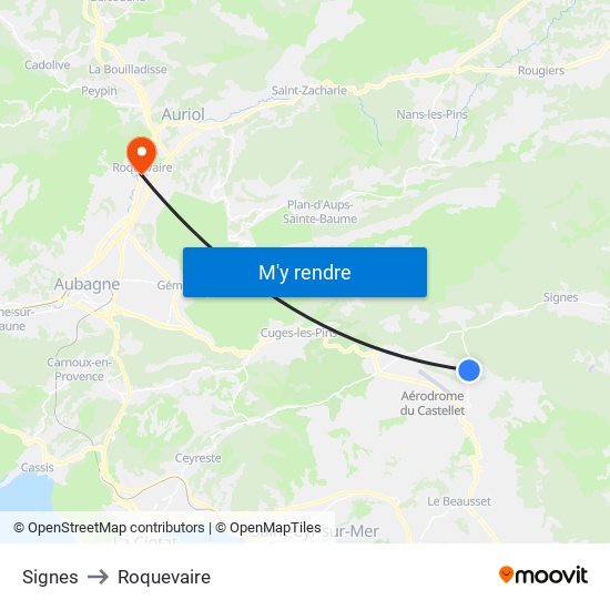 Signes to Roquevaire map