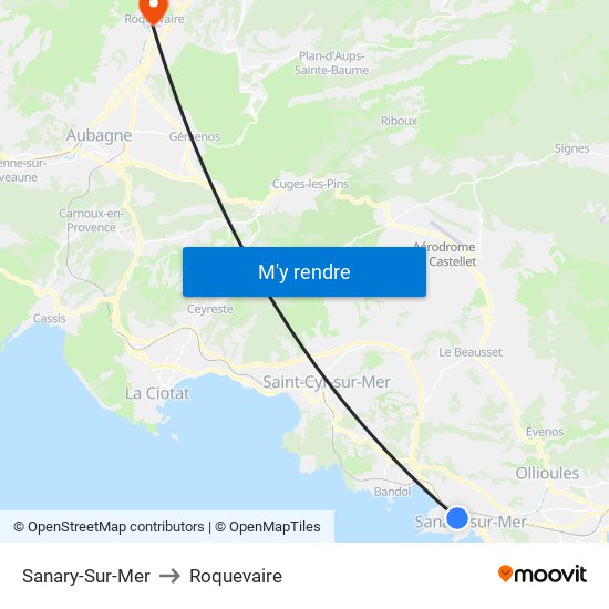 Sanary-Sur-Mer to Roquevaire map