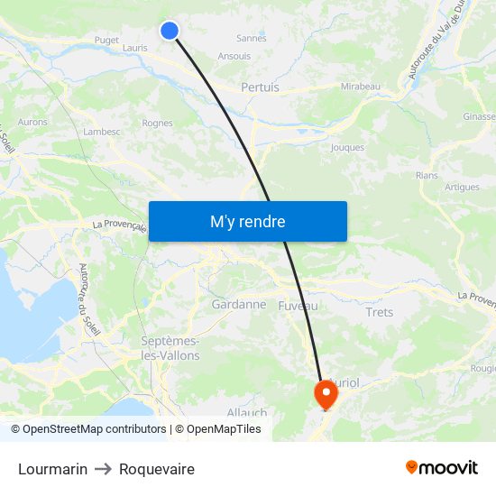 Lourmarin to Roquevaire map