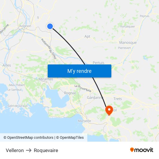 Velleron to Roquevaire map