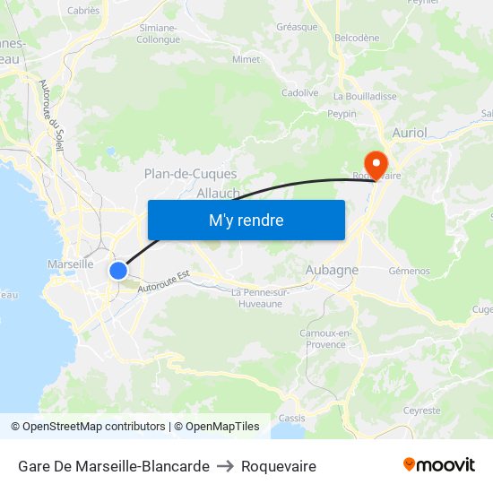 Gare De Marseille-Blancarde to Roquevaire map