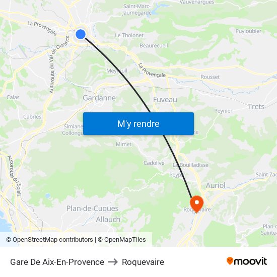 Gare De Aix-En-Provence to Roquevaire map