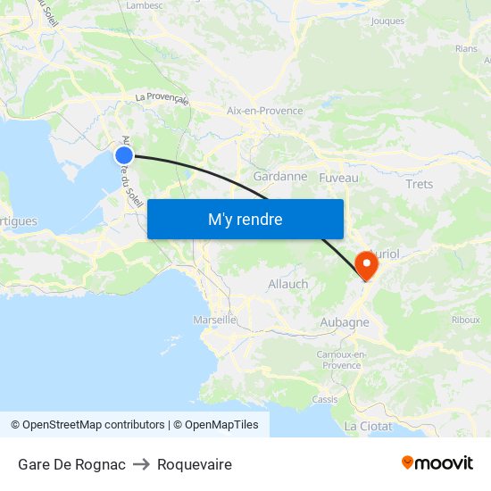 Gare De Rognac to Roquevaire map