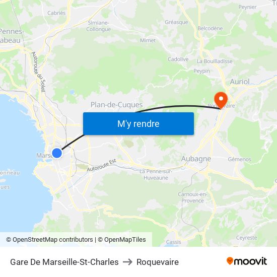 Gare De Marseille-St-Charles to Roquevaire map