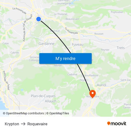 Krypton to Roquevaire map