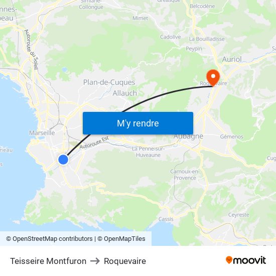 Teisseire Montfuron to Roquevaire map