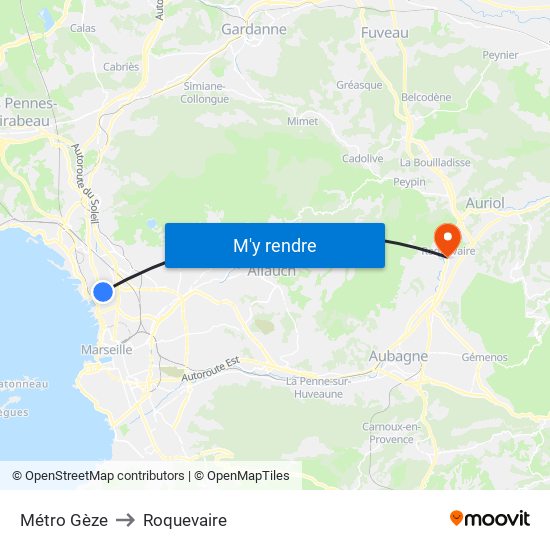 Métro Gèze to Roquevaire map
