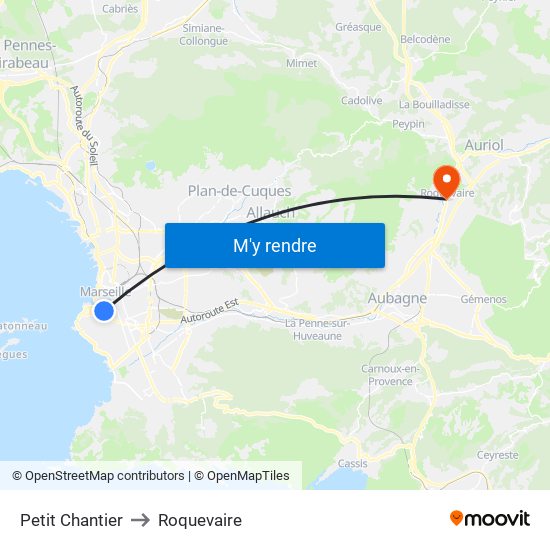 Petit Chantier to Roquevaire map