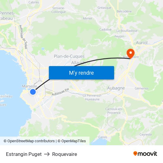 Estrangin Puget to Roquevaire map