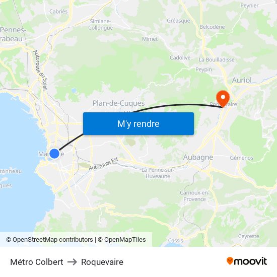 Métro Colbert to Roquevaire map