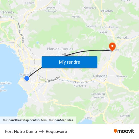 Fort Notre Dame to Roquevaire map