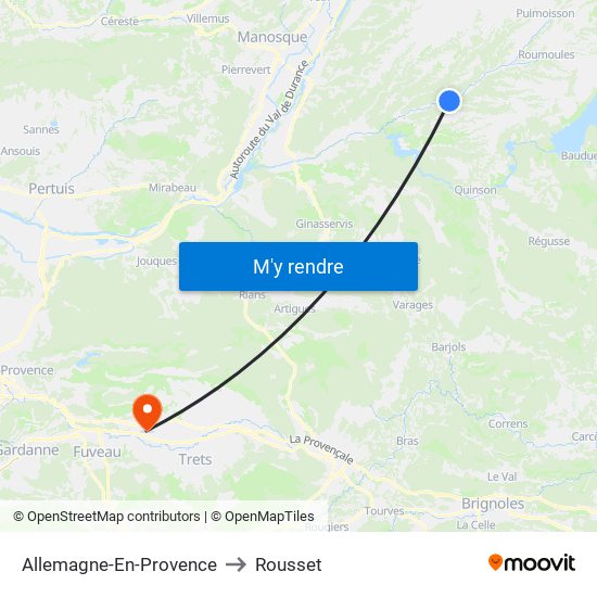 Allemagne-En-Provence to Rousset map