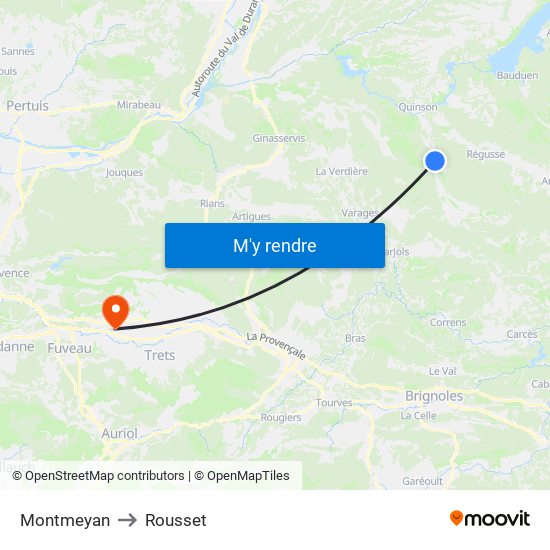 Montmeyan to Rousset map