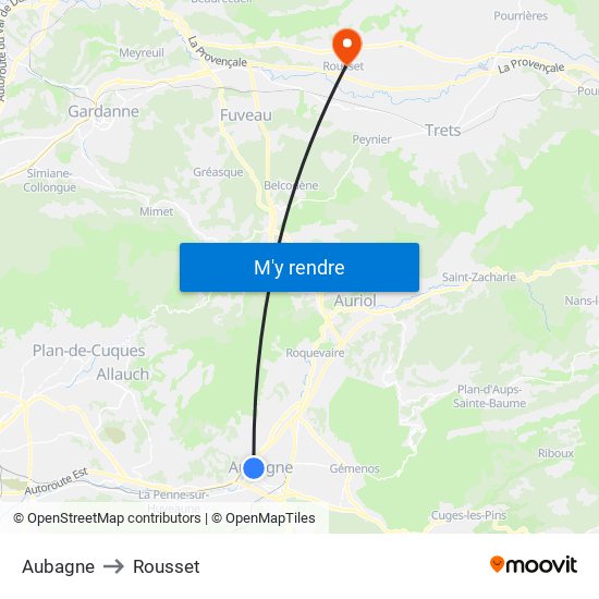 Aubagne to Rousset map