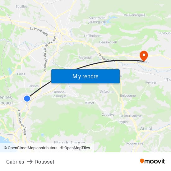 Cabriès to Rousset map