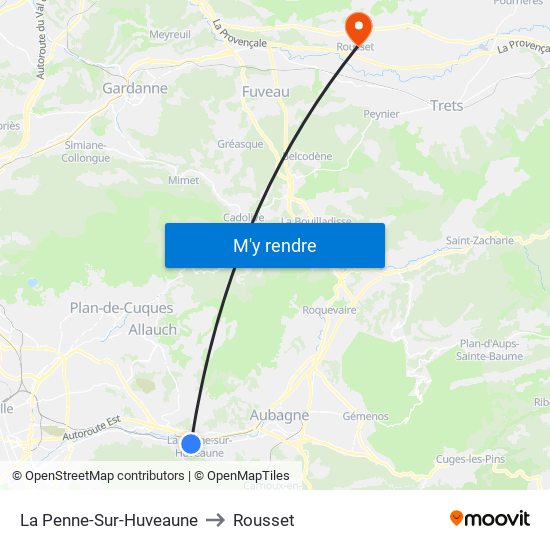 La Penne-Sur-Huveaune to Rousset map