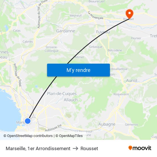Marseille, 1er Arrondissement to Rousset map