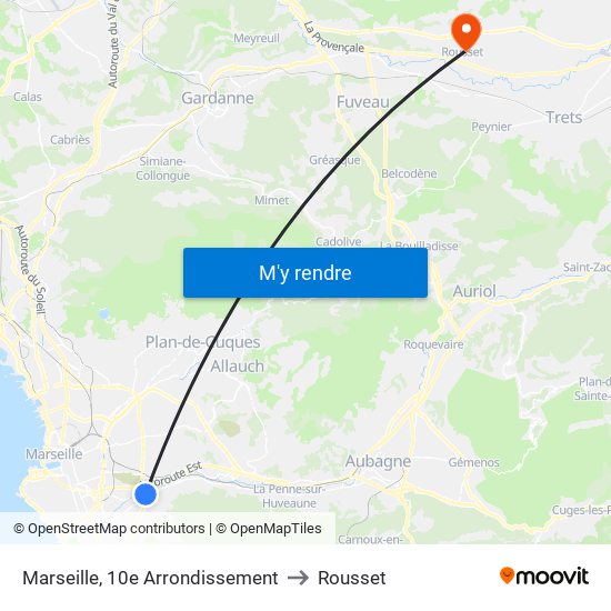 Marseille, 10e Arrondissement to Rousset map