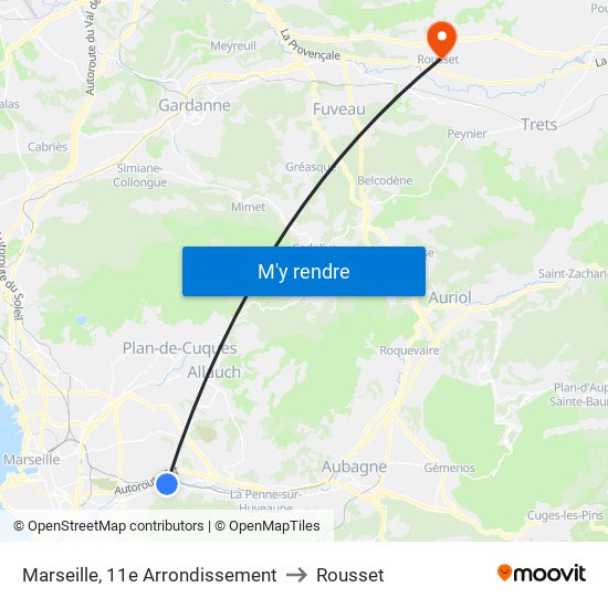 Marseille, 11e Arrondissement to Rousset map