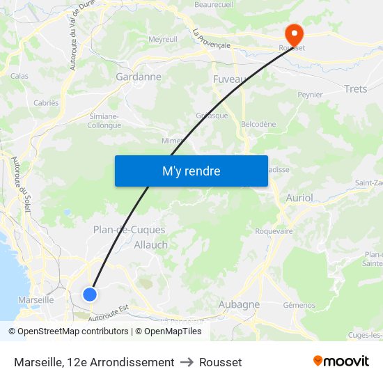 Marseille, 12e Arrondissement to Rousset map