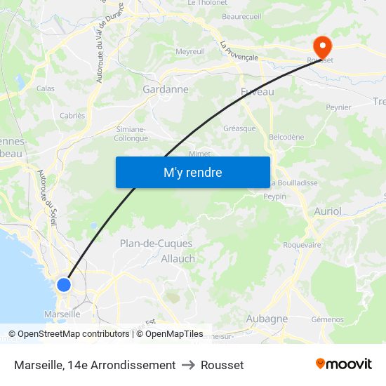 Marseille, 14e Arrondissement to Rousset map