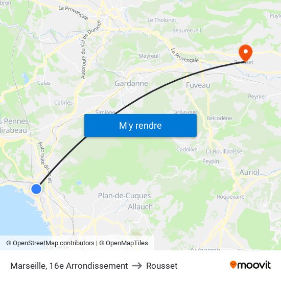 Marseille, 16e Arrondissement to Rousset map