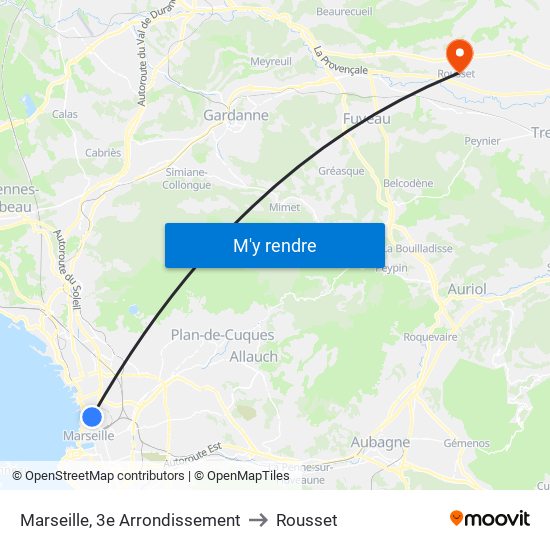 Marseille, 3e Arrondissement to Rousset map