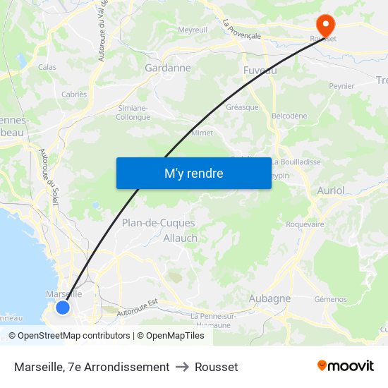 Marseille, 7e Arrondissement to Rousset map