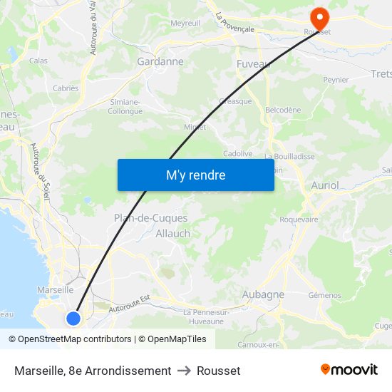 Marseille, 8e Arrondissement to Rousset map