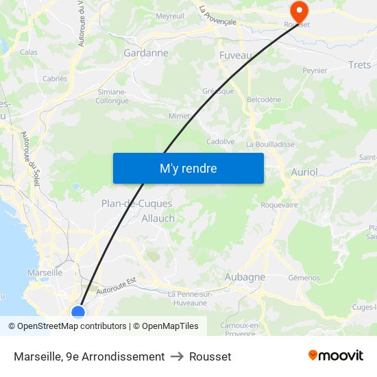 Marseille, 9e Arrondissement to Rousset map