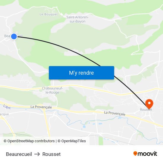 Beaurecueil to Rousset map